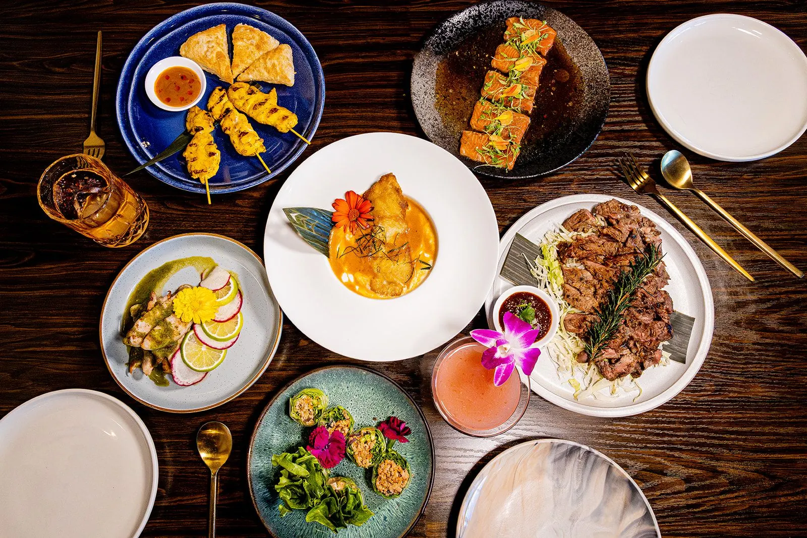A spread of Lamaii dishes seen from above